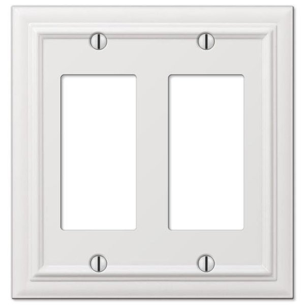 Amertac Amertac 94RRW 4.93 x 4.75 in. 2 Rocker White Cast Continental Wall Plate 94RRW